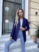 Пиджак на подкладке женский классический однотонный с двумя пуговицами креп костюмка XXL (50) темно-синий - изображение 1