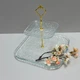 Фруктовница стеклянная 2-х ярусная 26,5х26,5х24 см Yujing GlassWare 4033 прозрачная с золотым - изображение 2