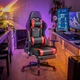 Игровое кресло с высокой спинкой и выдвижной подставкой 70×70×121,5 см — черный и красный - изображение 4