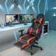 Игровое кресло с высокой спинкой и выдвижной подставкой 70×70×121,5 см — черный и красный - изображение 5