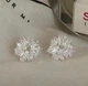 Сережи венки с жемчужинами с камушками круглые Серебряный Белый (2146) - изображение 2