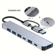 Универсальный USB Type-C хаб 7в1 адаптер разветвитель портов для ноутбука ПК мультипортовый серый - изображение 4