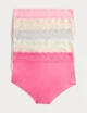Набор кружевных трусиков Marks&Spencer миди High rise shorts 18(46) 5 шт pink mix lace 0245 - изображение 1