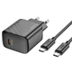 Мережевий зарядний пристрій HOCO CS22A Value single port charger Type-C cable 30W Black - зображення 5