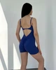 Женский спортивный комбинезон на бретелях с эффектом Push-Up и регулировкой для фитнеса зала Синий S (KBP2S) - изображение 2