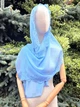 Шарф праздничный шифоновый с вышивкой Голубой - изображение 1