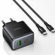 Мережевий зарядний пристрій Hoco C158A 45W PD 3.0 PPS QC3.0 USB-C + USB-A з кабелем Type-C to Type-C 1 м, чорний - зображення 5