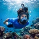 Maska do nurkowania pełnotwarzowa Outtec Aqua Explorer Pro O-05318 z fajką składaną Czarna (5905399053529) - obraz 10