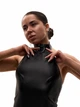 Боді зі шкіри для танців хілс, пол денс та тверк Choker Peach Power S черный - зображення 1