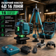 Лазерный уровень 4D 16 зеленых линий 360 градусов с самовыравнивающимся LED дисплеем двумя аккумуляторами триногой и кейсом - изображение 1
