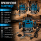Електричний ручний фрезер BOXER BX-219 2100 Вт 9000 22000 об хв глибина фрезерування 55 мм цанги 6 і 8 мм для обробки деревини - зображення 2