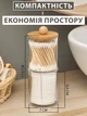 Органайзер для ватних дисків та паличок VMHouse контейнер з бамбуковою кришкою для зберігання прозорий/дерево (0031-0001) - зображення 5