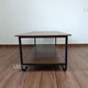 Столик журнальний 120×60×46,5 см прямокутний з полицею, двоярусний стіл у стилі лофт для вітальні, дому та офісу зі стільницями з ламінованої ДСП та металевим каркасом Темний горіх, YM-186-Walnut - зображення 3