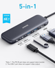 Хаб 5в1 Anker 332 USB-C Hub полнофункциональный компактный USB-разветвитель с поддержкой быстрой зарядки, передачи файлов и видео - изображение 2