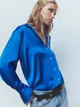 Сорочка вільного крою з широкими манжетами синя Zara розмір XS - зображення 2