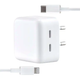 Сетевое зарядное устройство Apple 35W Dual USB-C адаптер для быстрой зарядки iPhone iPad MacBook с кабелем Type-C на Lightning - изображение 3
