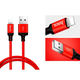 Кабель Hoco X14 Lightning для заряджання та синхронізації пристроїв з USB довжина 1 метр сила струму 2 ампера червоний чорний - зображення 7