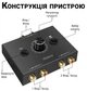 Двосторонній аудіо світч / спліттер з RCA стерео сигналом на 2 канали Addap AS-01 | 2в1: звуковий перемикач + комутатор - изображение 2