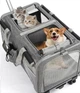 Сумка переноска для кота кошки собаки домашних животных двухместная сумка с окошком и выдвижной ручкой на колесиках колесах кошачьи сумки для переноски котов кошек маленьких собак серая (002271) - изображение 10