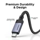 Кабель USB-С to USB-С Ugreen L705 40Gbps PD3.1 240W для быстрой зарядки, 8K 60Hz для монитора, ноутбука, MacBook, iPhone 17 16 15 и Samsung 1m Black (65175) - изображение 5