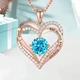 Ожерелье женское с голубым циркониевым камнем Heart Love золотое - изображение 10
