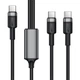 Кабель ACEFAST C22-02 USB-C to 2*USB-C 100W aluminum alloy charging data cable Black - изображение 1