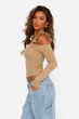 Кофта женская однотонная тёмно-бежевого цвета Fashion размер 42-44 (217222) - изображение 2