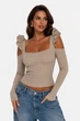 Кофта женская однотонная бежевого цвета Fashion размер 42-44 (217214) - изображение 1