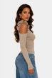 Кофта женская однотонная бежевого цвета Fashion размер 42-44 (217214) - изображение 2