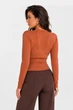 Кофта женская однотонная коричневого цвета Fashion размер 42-44 (217188) - изображение 3