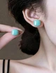Женские сережки "Квадратики" 1.2см jewelry Голубые - изображение 2