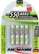 Акумуляторні батарейки NiMH Ansmann AAA/HR03 550mAh 1.2V - 4шт. (5030772) - зображення 2