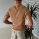 Мужское поло Polo Ralph Lauren S бежевое трикотажное фактурной вязки с коротким рукавом Regular Fit - изображение 4