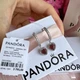 Срібні сережки Pandora "Червоне серце" 925 проба — Кульчики Пандора з камінням на подарунок Мамі чи Дівчині - зображення 3