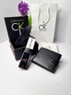 Подарочный мужской набор: Кожаный ремень и черный кошелек Calvin Klein - изображение 1