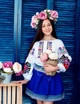 Спідниця для дівчинки Гуцульська синя 158 - изображение 2