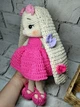 М'яка іграшка ручної роботи в'язана амігурумі Hand Made Зайчик в сукні 30 см 204-1 - зображення 3