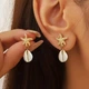 Сережки Морська зірка з мушлями каурі Золотисті Podarkus BK1265-G - зображення 1