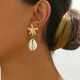 Сережки Морська зірка з мушлями каурі Золотисті Podarkus BK1265-G - зображення 3