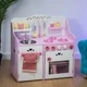 Детская игровая кухня Costway с мойкой, плитой и двойной духовкой, розовая - изображение 2