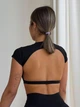 Спортивный женский топ-футболка SportPro Open Back с эффектной открытой спиной и чашками Crop T-shirt M Черный (Top51BlackM) - изображение 2