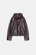 Легкая женская куртка из экокожи Zara с капюшоном коричневая M,арт.6318/038/700 - изображение 2