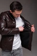 Коричневая мужская куртка из эко-кожи R.A. Regular Fit 2508-56 - изображение 12