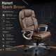 Офисное кресло Hanert Spark Brown для офиса с механизмом TILT высокой спинкой подголовником экокожей и нагрузкой до 120 кг коричневое - изображение 3