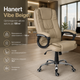 Офисное кресло Hanert Vibe Beige с ортопедической спинкой механизмом качания подголовником поясничной поддержкой и нагрузкой до 120 кг бежевое - изображение 1