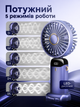 Портативный аккумуляторный вентилятор с мини Jenix N15 USB и 5 скоростями, фиолетовый, Type-C, цифровой дисплей, складной, подставка для телефона, шнурок на шею - изображение 2