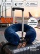 Подушка-чехол для ручной клади в самолет | Сумка для одежды | Travel Pillow Bag 79×18 см, с ремнями, синяя - изображение 8