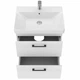 Тумба Devit Urbanis 454060W 60 см з раковиною та чорними ручками, біла - изображение 4