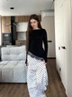 Жіночий асиметричний лонгслів з мереживом Uaclothes 46-48 Чорний (like39014-194501350) - изображение 1