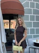 Костюм женский прогулочный футболка+юбка-шорты коричневого цвета 39031 One Size - изображение 2